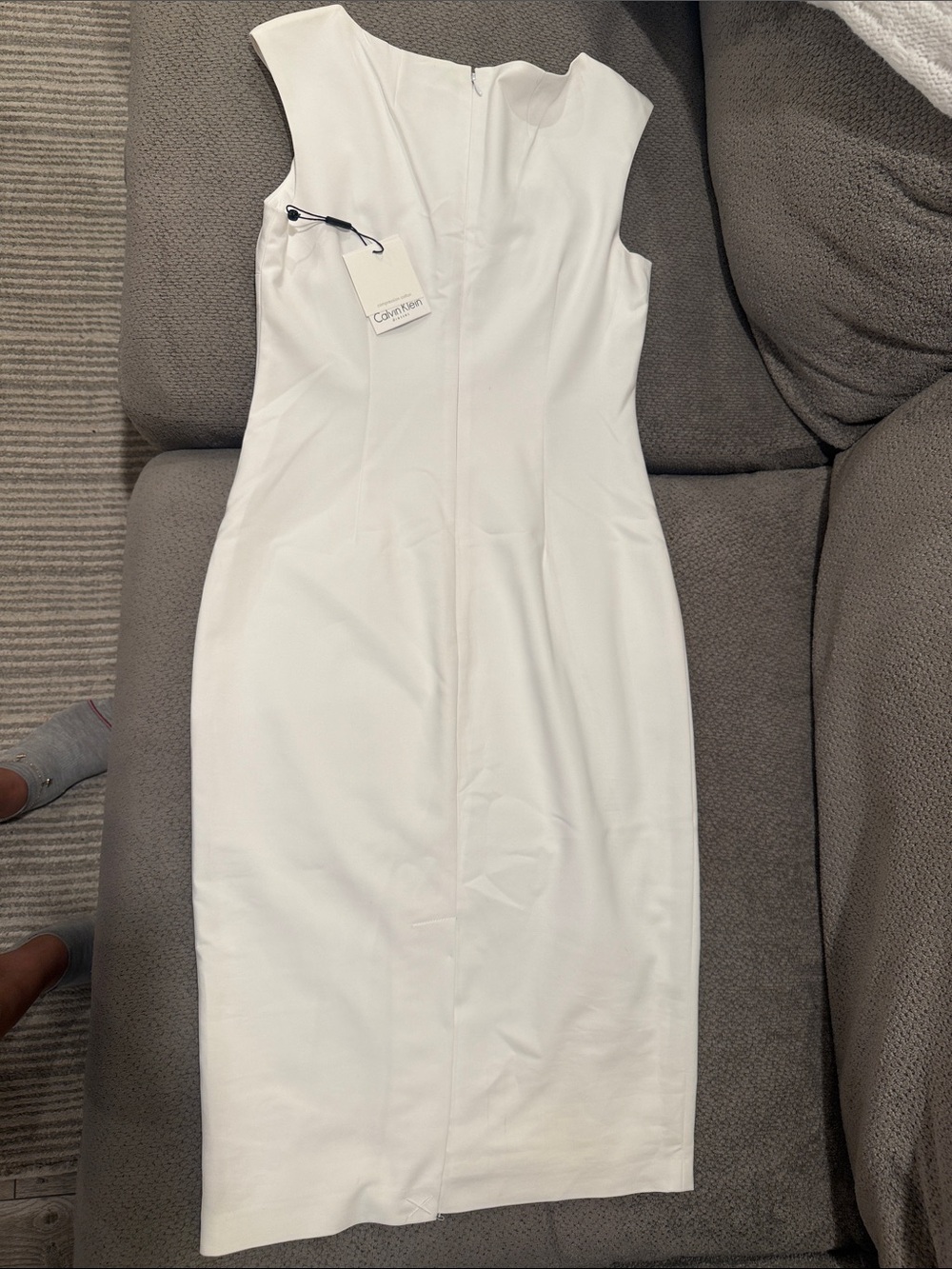 Calvin Klein White Cap-Sleeve Midi Sheath Dress - Picture 3 of 3